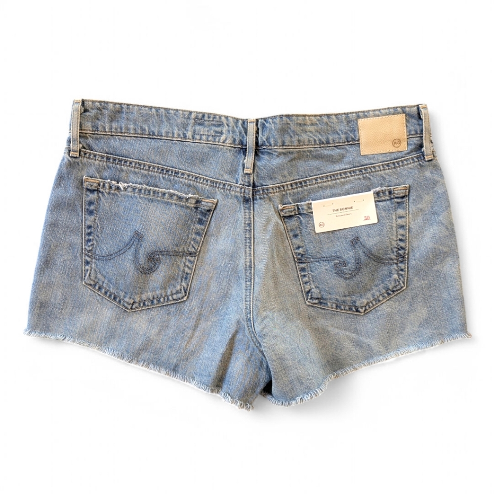 AG The Bonnie Relaxed Distressed Blue Jean Denim Mid Rise Shorts NWT Women's 30 - Picture 4 of 10